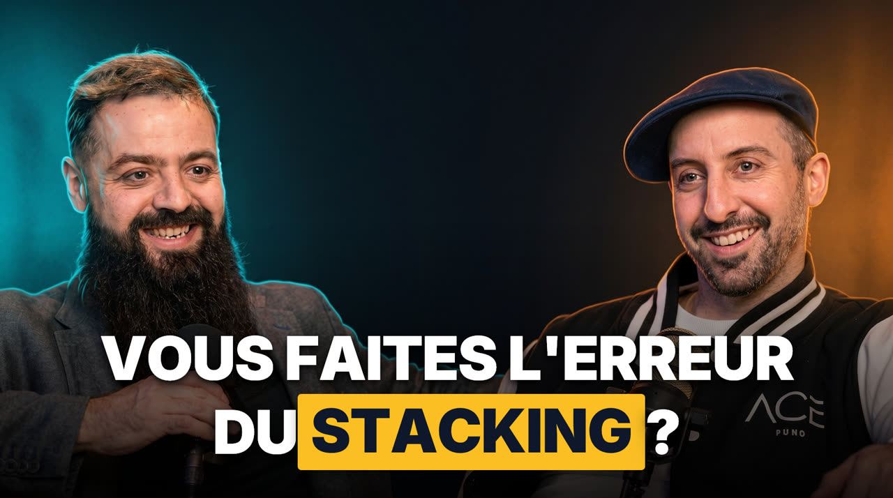 Miniature podcast crypto : bandeau jaune « vous faites l'erreur du stacking ? »